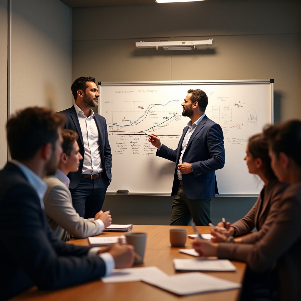 Educational session focused on income management strategies for athletes and artists with charts on whiteboard